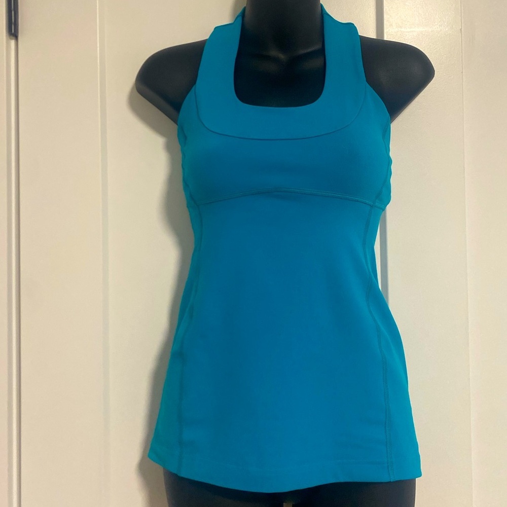 Lululemon Blue Athletic Racerback Compression Scoop Neck‎ Tank Top Size 4